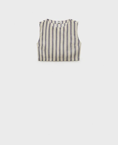 Mango Women's Striped Linen Top