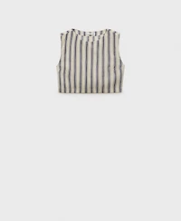 Mango Women's Striped Linen Top