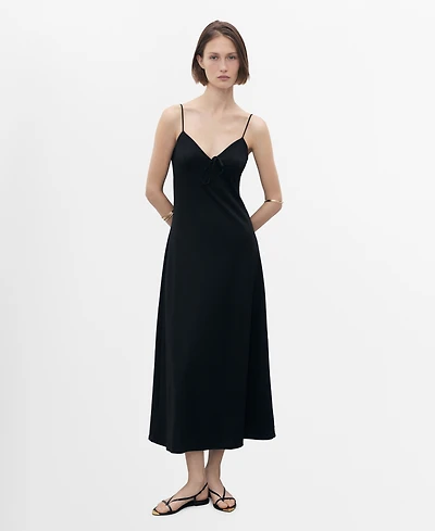 Mango Women's Bow Neckline Long Dress