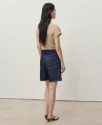 Mango Women's Mid-Rise Pleated Denim Bermuda Shorts