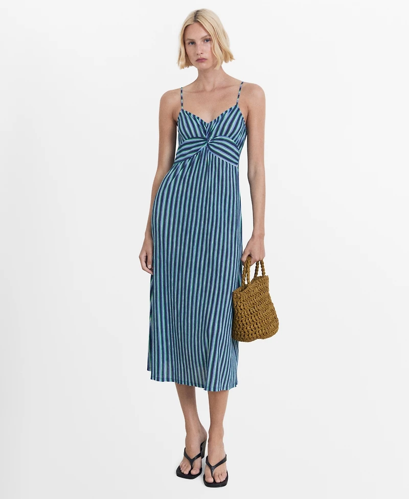 Mango Women's Striped Gathered Dress