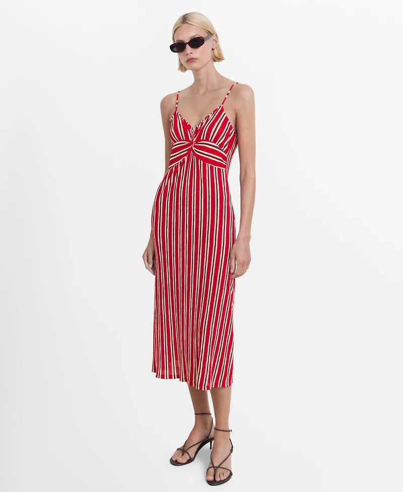 Mango Women's Striped Gathered Dress