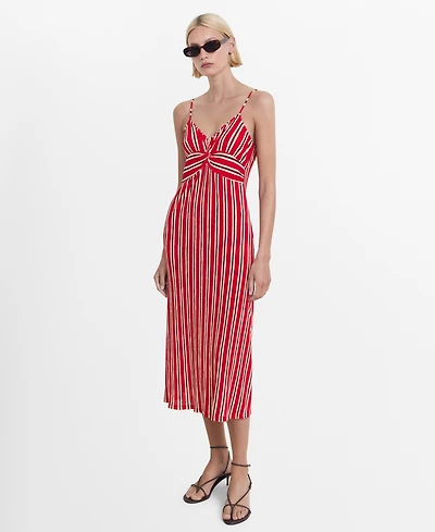 Mango Women's Striped Gathered Dress