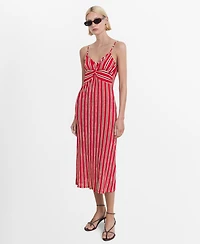 Mango Women's Striped Gathered Dress