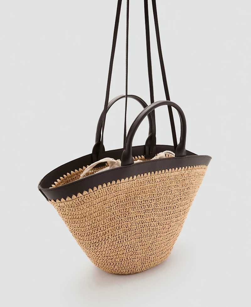 Mango Women's Large Double Handle Natural Fiber Bag