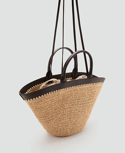 Mango Women's Large Double Handle Natural Fiber Bag