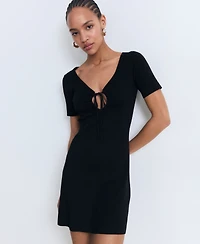 Mango Women's Bow Neckline Knitted Dress