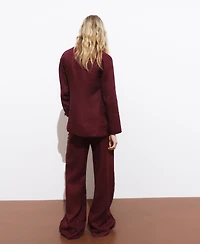 Mango Women's Frayed Ends Linen Suit Pants
