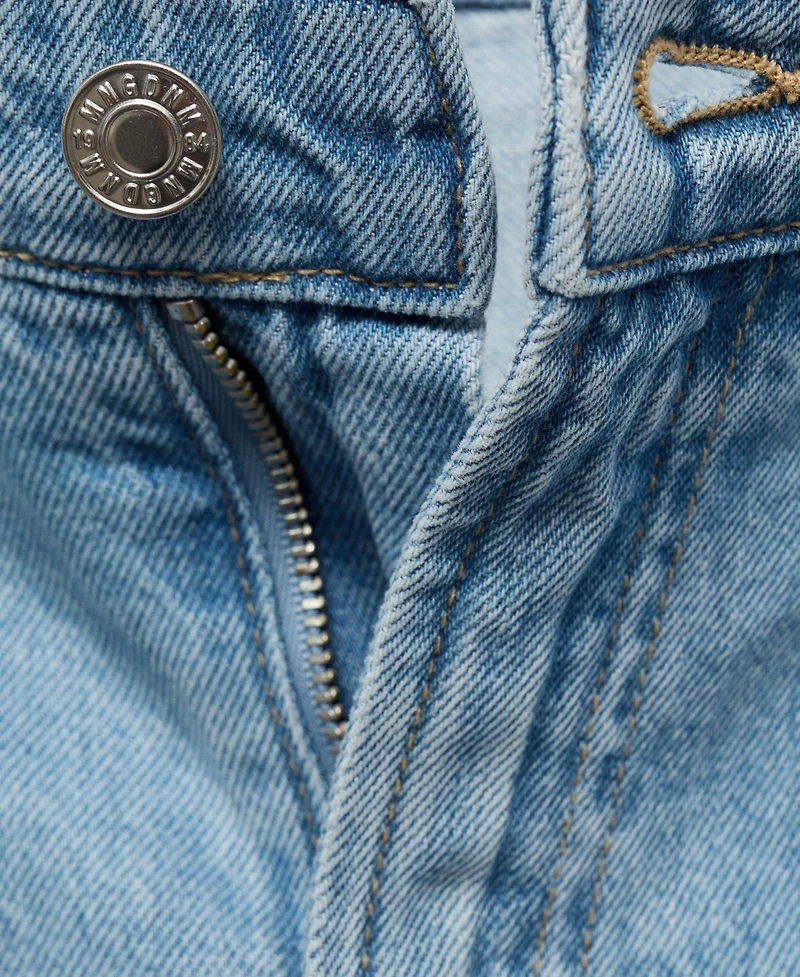 Mango Women's Mid-Rise Denim Pleated Bermuda Shorts