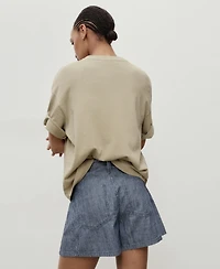 Mango Women's Mid-Rise Striped Denim Shorts