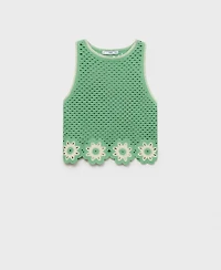 Mango Women's Floral Finishes Crochet Top