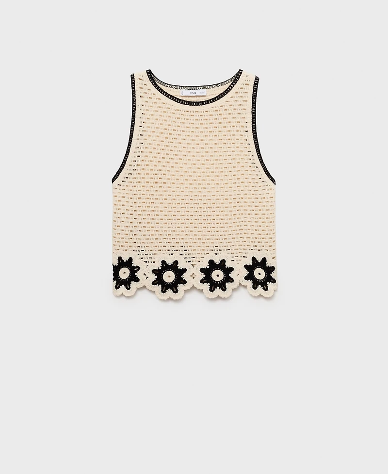 Mango Women's Floral Finishes Crochet Top