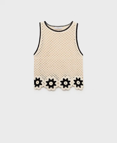 Mango Women's Floral Finishes Crochet Top
