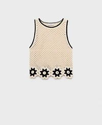 Mango Women's Floral Finishes Crochet Top