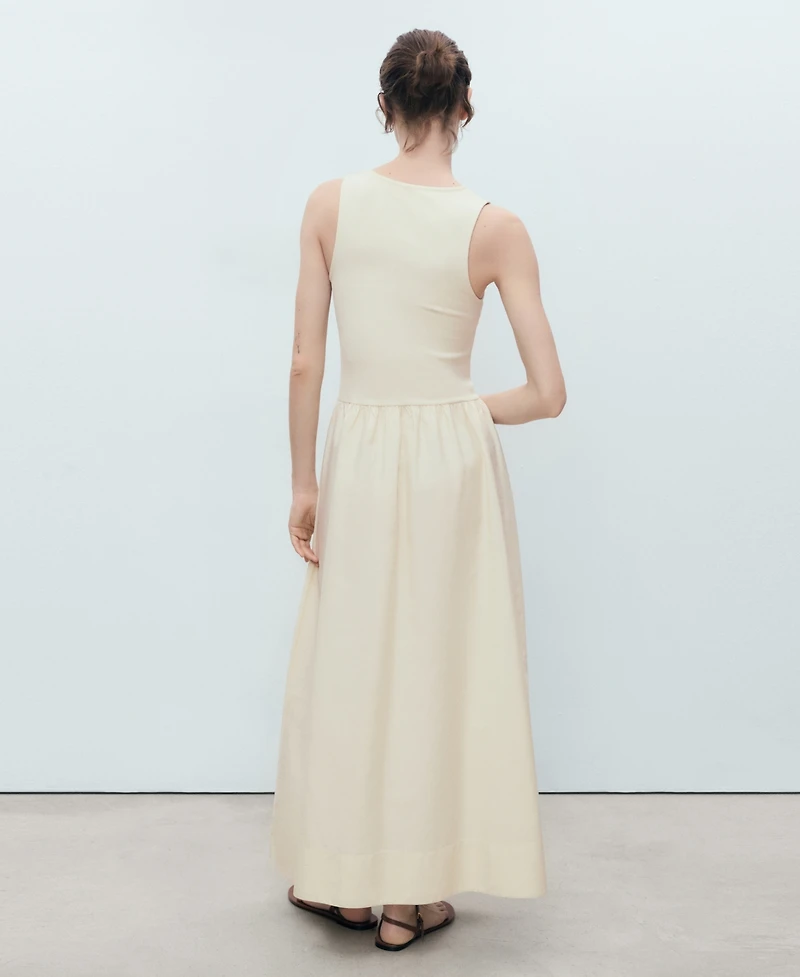 Mango Women's Combined Fabric Flared Dress