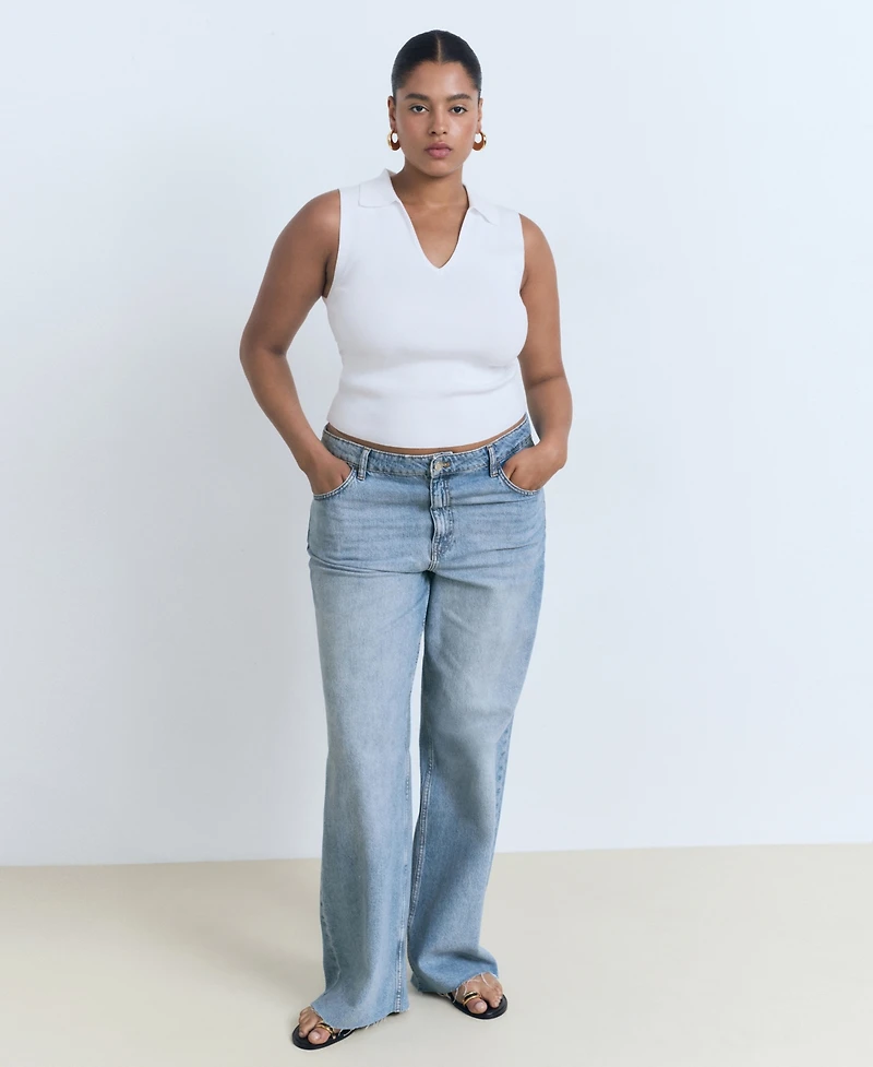 Mango Women's Danila Wide Leg High-Rise Jeans