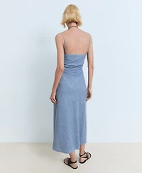 Mango Women's Draped Denim-Style Dress