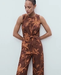 Mango Women's Cut Out Knot Detail Lyocell Jumpsuit