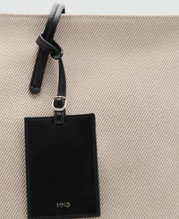 Mango Women's Contrast Canvas Shopper Bag