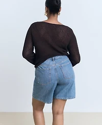 Mango Women's High-Waist Straight-Fit Denim Shorts