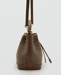 Mango Women's Printed Logo Bucket Bag