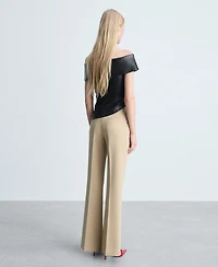 Mango Women's Open Shoulders Leather-Effect Top