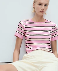 Mango Women's Combined Stripes Short-Sleeved Sweater
