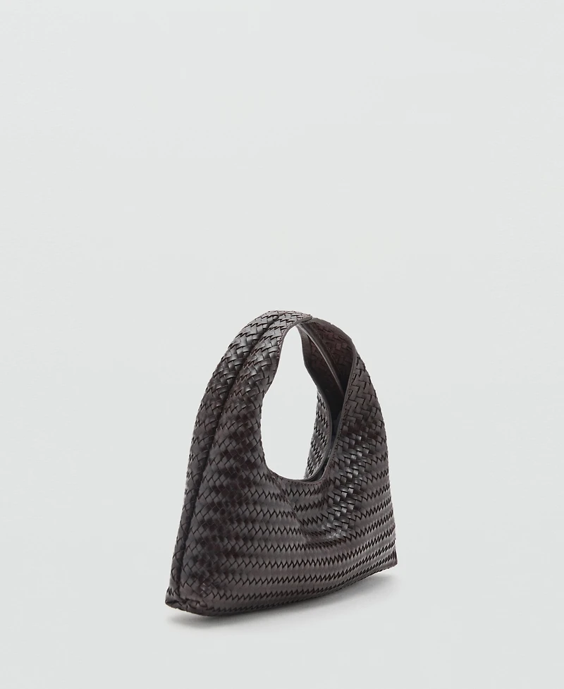 Mango Women's Braided Leather Handbag
