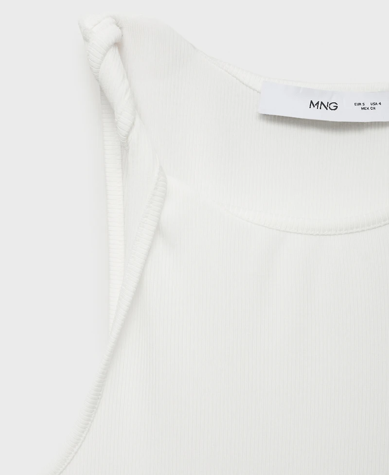 Mango Women's Asymmetrical Straps Ribbed Top