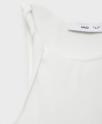 Mango Women's Asymmetrical Straps Ribbed Top