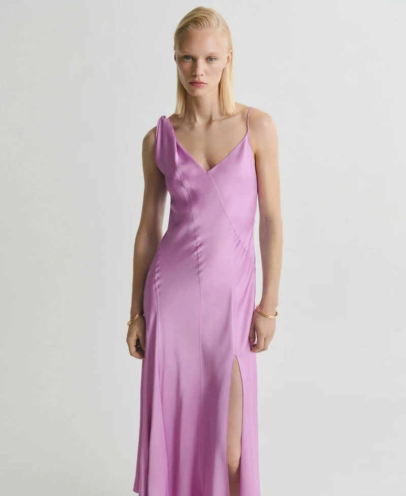 Mango Women's Asymmetrical Satin Dress