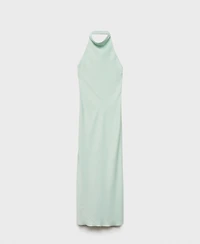 Mango Women's Satin Halter Neck Dress