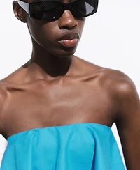 Mango Women's Strapless Ruffles Top