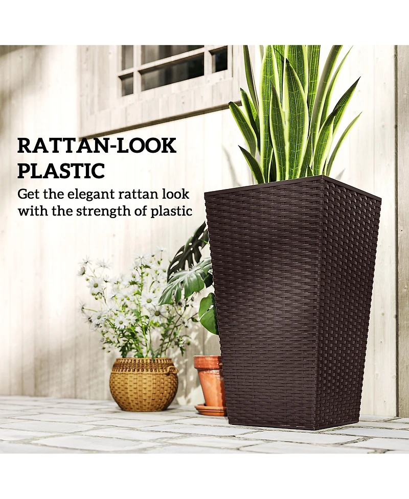 Outsunny Set of 3 Tall Planters, Indoor and Outdoor Flower Pot Set