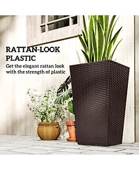 Outsunny Set of 3 Tall Planters, Indoor and Outdoor Flower Pot Set