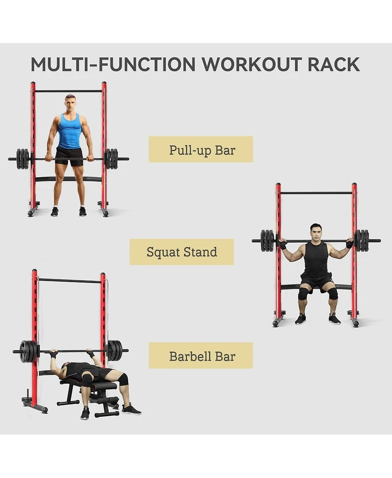 Soozier Adjustable Squat Rack with Pull Up Bar and Barbell Bench Press