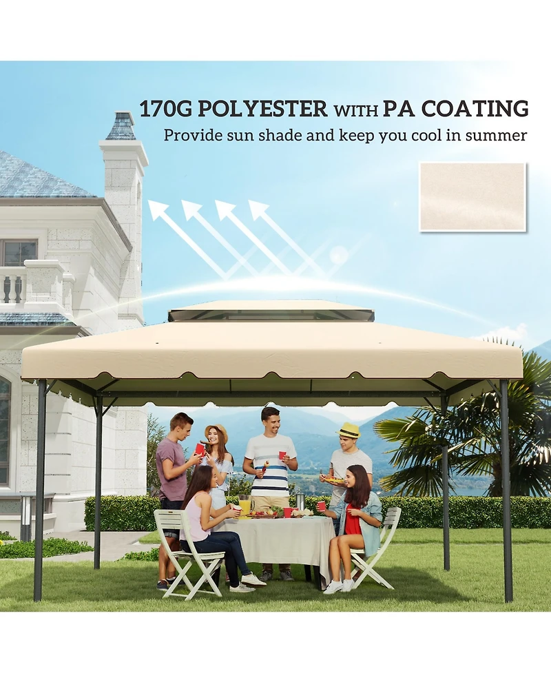 Outsunny 13' x 10' Double Roof Gazebo Replacement Canopy Top Cover