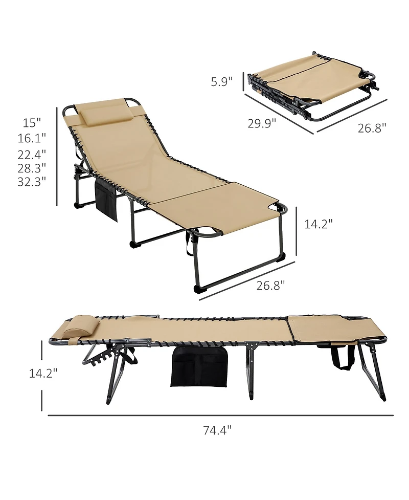 Outsunny 2-Piece Folding Chaise Lounge, Reclining ning Chairs,