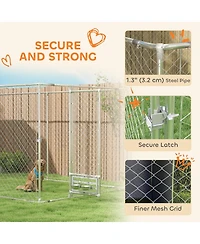 PawHut Large Outdoor Dog Kennel w/ Cover Rotating Bowls 19.7' x 7.5' x 7.5'
