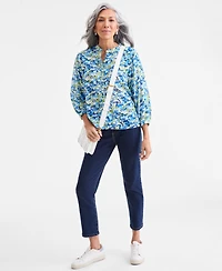 Style & Co Women's Printed Cotton Button-Front Blouse, Exclusively at Macy's