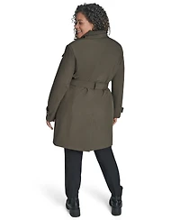 Calvin Klein Plus Size Belted Long-Sleeve Wrap Coat, Created for Macy's