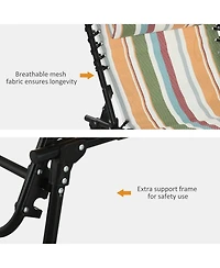 Outsunny Outdoor Folding Chaise Lounge Chair, Portable Lightweight Reclining Garden Sun Lounger with Four-Position Adjustable Backrest for Patio