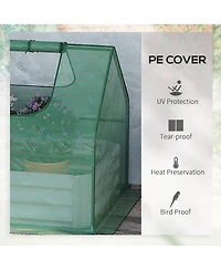 Outsunny Raised Garden Bed with Cover, Mini house,