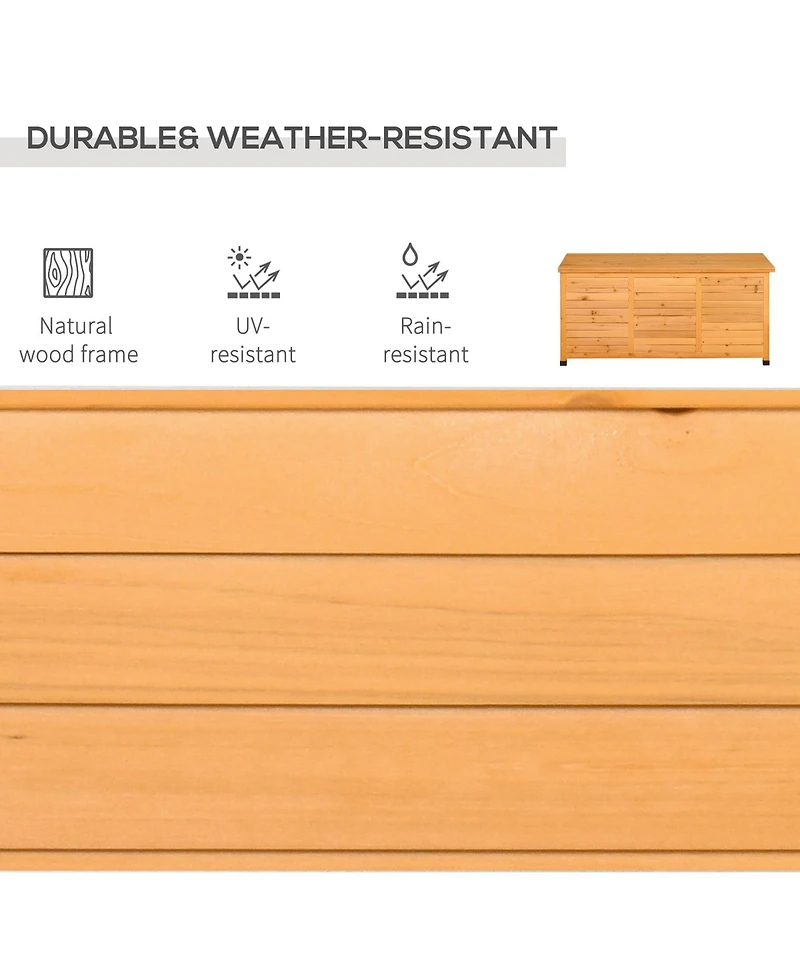 Outsunny 50" x 22" Woden Outdoor Storage Deck Box with Large Open Space,