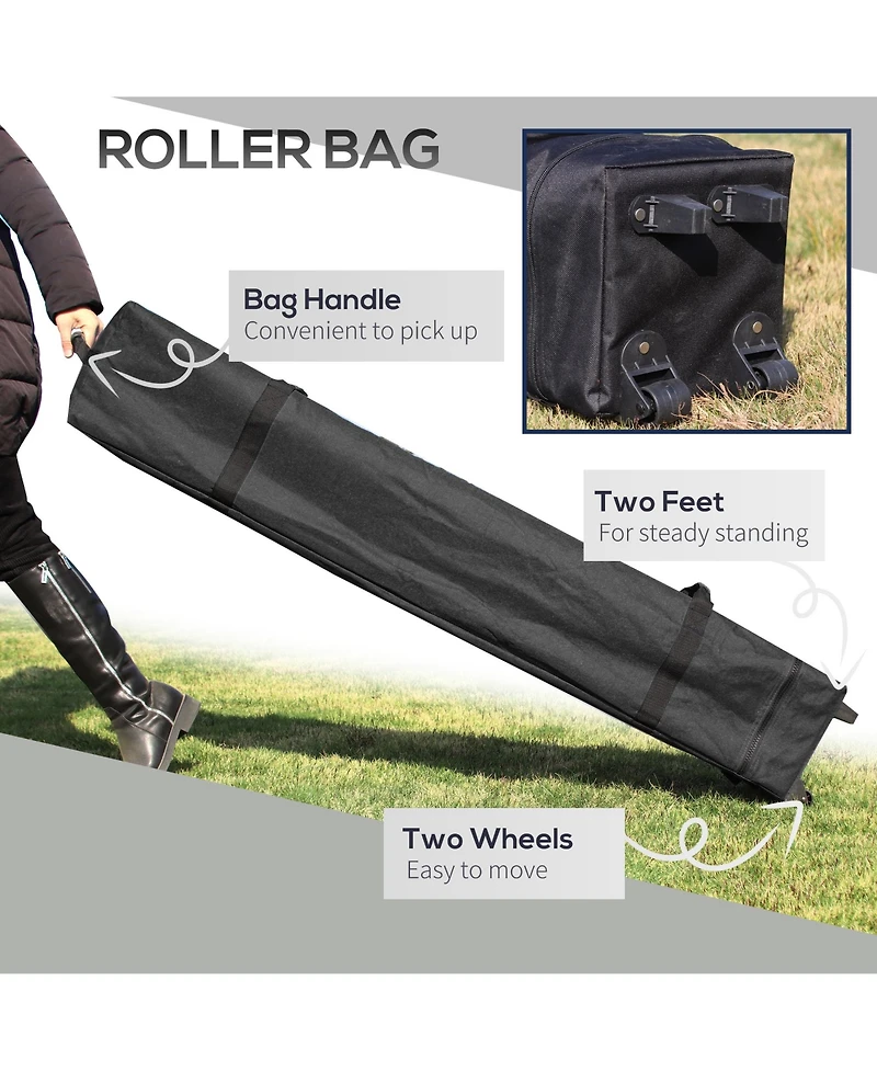 Outsunny Pop Up Gazebo Foldable w/ Wheeled Carry Bag & 4 Weight Bags,