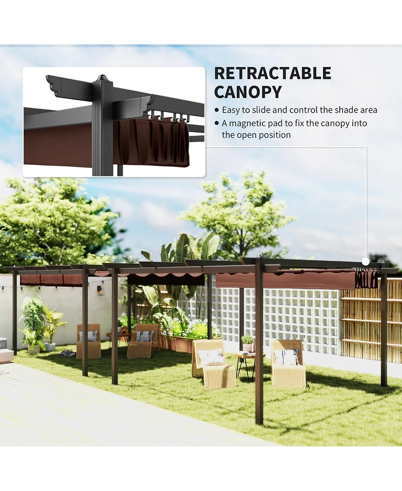 Outsunny 13' x Aluminum Pergola with Retractable Canopy,