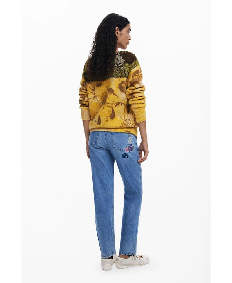 Desigual Women's Embroidered flower jeans