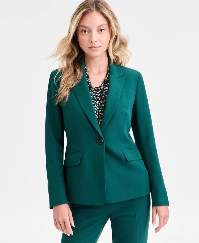 Kasper Women's One-Button Blazer, Regular Petite Arden Fair