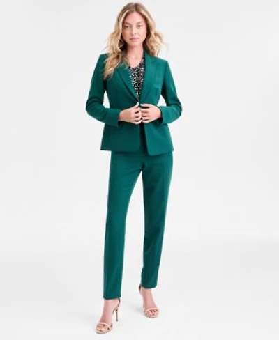 Kasper Womens Stretch Crepe Blazer Sleeveless Jersey Top Slim Leg Pants