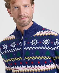 Holiday Lane Men's Fair Isle Zip-Neck Sweater, Macy's Exclusive